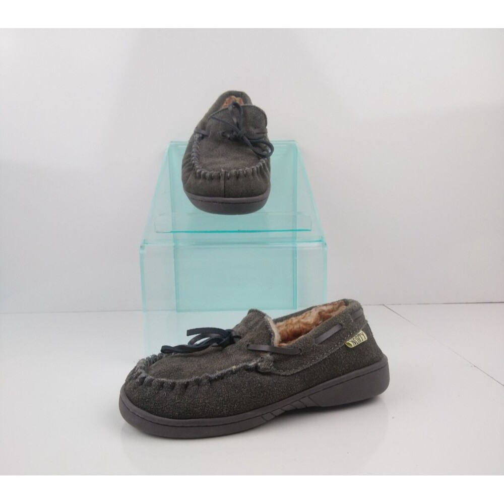 Norty Slippers Boy's Size 13 Grey Leather Faux Shearling Lining